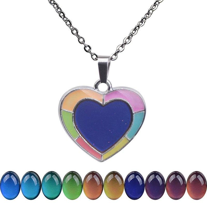 FM FM42 Temperature Sensing Color Changing Heart Pendant Necklace with Glow in the Dark Frame ZN1314 - Image 1